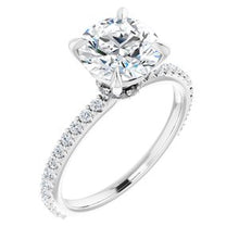 Charger l'image dans la galerie, Bague de fiançailles platine 8 mm ronde Forever One, Moissanite et diamant 1/3 CTW

