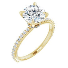 Charger l'image dans la galerie, Bague de fiançailles en or 14 carats jaune 8 mm ronde pour toujours avec un diamant Moissanite et 1/3 CTW

