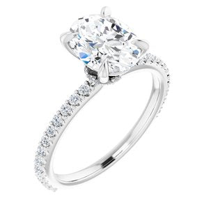 Platinum 9x7 mm Oval Forever One‚Ñ¢ Moissanite & 1/3 CTW Diamond Engagement Ring