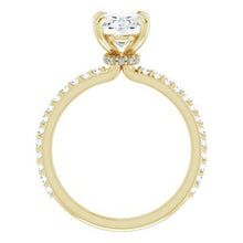 Load image into Gallery viewer, 14K Yellow 9x7 mm Oval Forever One‚Ñ¢ Moissanite &amp; 1/3 CTW Diamond Engagement Ring
