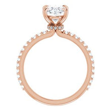Load image into Gallery viewer, 14K Rose 9x7 mm Oval Forever One‚Ñ¢ Moissanite &amp; 1/3 CTW Diamond Engagement Ring
