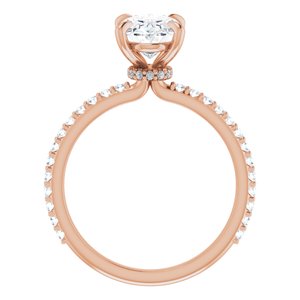 14K Rose 9x7 mm Oval Forever One‚Ñ¢ Moissanite & 1/3 CTW Diamond Engagement Ring