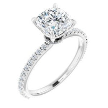 Load image into Gallery viewer, 14K White 7 mm Cushion Forever One‚Ñ¢ Moissanite &amp; 1/3 CTW Diamond Engagement Ring
