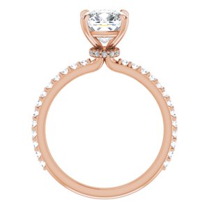 14K Rose 7 mm Cushion Forever One‚Ñ¢ Moissanite & 1/3 CTW Diamond Engagement Ring