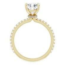 Load image into Gallery viewer, 14K Yellow 7 mm Cushion Forever One‚Ñ¢ Moissanite &amp; 1/3 CTW Diamond Engagement Ring
