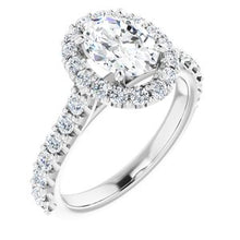 Load image into Gallery viewer, 14K White 8x6 mm Oval Forever One‚Ñ¢ Moissanite &amp; 3/4 CTW Diamond Engagement Ring
