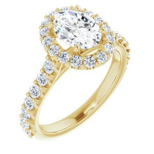 Load image into Gallery viewer, 14K Yellow 8x6 mm Oval Forever One‚Ñ¢ Moissanite &amp; 3/4 CTW Diamond Engagement Ring
