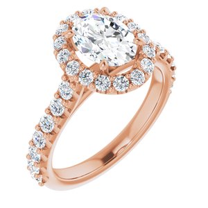 14K Rose 8x6 mm Oval Forever One‚Ñ¢ Moissanite & 3/4 CTW Diamond Engagement Ring