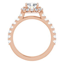 Load image into Gallery viewer, 14K Rose 6 mm Cushion Forever One‚Ñ¢ Moissanite &amp; 3/4 CTW Diamond Engagement Ring
