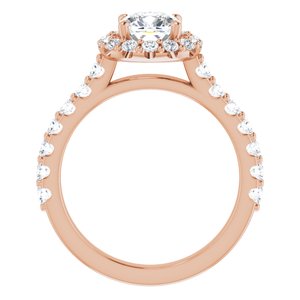 14K Rose 6 mm Cushion Forever One‚Ñ¢ Moissanite & 3/4 CTW Diamond Engagement Ring