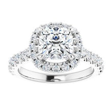 Load image into Gallery viewer, Platinum 7 mm Cushion Forever One‚Ñ¢ Moissanite &amp; 3/4 CTW Diamond Engagement Ring
