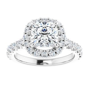 Platinum 7 mm Cushion Forever One‚Ñ¢ Moissanite & 3/4 CTW Diamond Engagement Ring