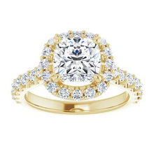 Load image into Gallery viewer, 14K Yellow 7 mm Cushion Forever One‚Ñ¢ Moissanite &amp; 3/4 CTW Diamond Engagement Ring
