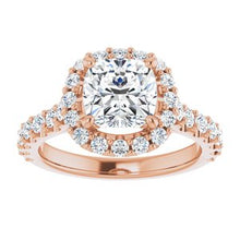 Load image into Gallery viewer, 14K Rose 7 mm Cushion Forever One‚Ñ¢ Moissanite &amp; 3/4 CTW Diamond Engagement Ring
