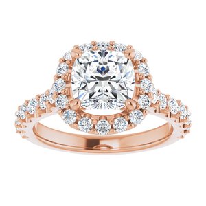 14K Rose 7 mm Cushion Forever One‚Ñ¢ Moissanite & 3/4 CTW Diamond Engagement Ring