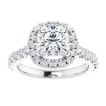Load image into Gallery viewer, 14K White 7 mm Cushion Forever One‚Ñ¢ Moissanite &amp; 3/4 CTW Diamond Engagement Ring
