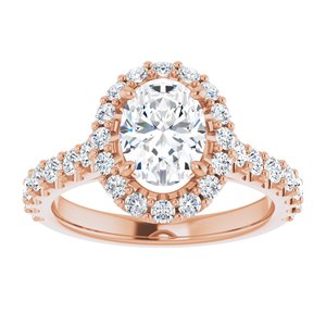 14K Rose 8x6 mm Oval Forever One‚Ñ¢ Moissanite & 3/4 CTW Diamond Engagement Ring