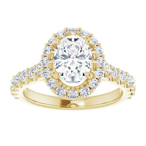 14K Yellow 8x6 mm Oval Forever One‚Ñ¢ Moissanite & 3/4 CTW Diamond Engagement Ring