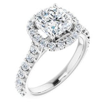 Load image into Gallery viewer, Platinum 7 mm Cushion Forever One‚Ñ¢ Moissanite &amp; 3/4 CTW Diamond Engagement Ring

