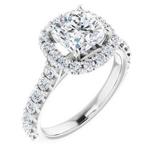 Load image into Gallery viewer, 14K White 7 mm Cushion Forever One‚Ñ¢ Moissanite &amp; 3/4 CTW Diamond Engagement Ring
