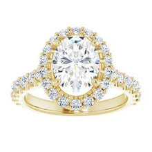 Load image into Gallery viewer, 14K Yellow 9x7 mm Oval Forever One‚Ñ¢ Moissanite &amp; 3/4 CTW Diamond Engagement Ring
