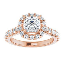 Load image into Gallery viewer, 14K Rose 6 mm Cushion Forever One‚Ñ¢ Moissanite &amp; 3/4 CTW Diamond Engagement Ring

