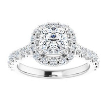 Load image into Gallery viewer, 14K White 6 mm Cushion Forever One‚Ñ¢ Moissanite &amp; 3/4 CTW Diamond Engagement Ring
