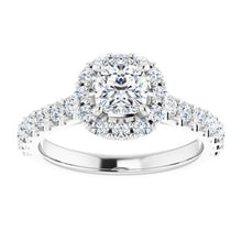 Load image into Gallery viewer, Platinum 5 mm Cushion Forever One‚Ñ¢ Moissanite &amp; 5/8 CTW Diamond Engagement Ring
