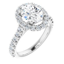 Load image into Gallery viewer, 14K White 9x7 mm Oval Forever One‚Ñ¢ Moissanite &amp; 3/4 CTW Diamond Engagement Ring
