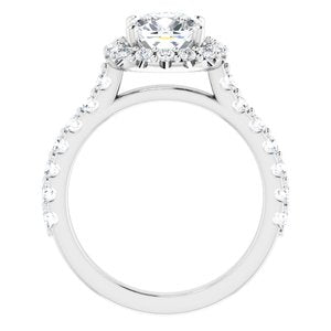 Platinum 7 mm Cushion Forever One‚Ñ¢ Moissanite & 3/4 CTW Diamond Engagement Ring