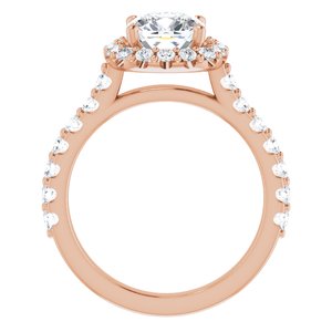 14K Rose 7 mm Cushion Forever One‚Ñ¢ Moissanite & 3/4 CTW Diamond Engagement Ring