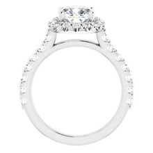 Load image into Gallery viewer, 14K White 7 mm Cushion Forever One‚Ñ¢ Moissanite &amp; 3/4 CTW Diamond Engagement Ring
