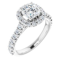 Load image into Gallery viewer, 14K White 6 mm Cushion Forever One‚Ñ¢ Moissanite &amp; 3/4 CTW Diamond Engagement Ring

