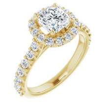Charger l'image dans la galerie, 14K Jaune 6 mm Coussin Forever One‚Ñ ¢ Moissanite &amp; 3/4 CTW Diamond Bague de fiançailles
