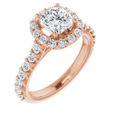 Load image into Gallery viewer, 14K Rose 6 mm Cushion Forever One‚Ñ¢ Moissanite &amp; 3/4 CTW Diamond Engagement Ring
