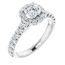 Load image into Gallery viewer, Platinum 5 mm Cushion Forever One‚Ñ¢ Moissanite &amp; 5/8 CTW Diamond Engagement Ring
