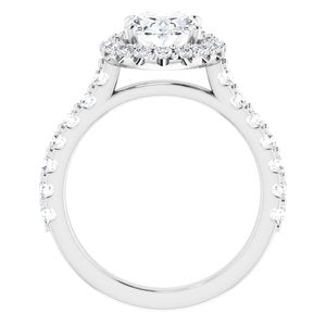 14K White 9x7 mm Oval Forever One‚Ñ¢ Moissanite & 3/4 CTW Diamond Engagement Ring