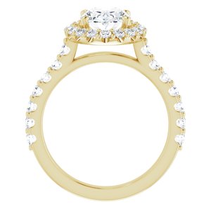 14K Yellow 9x7 mm Oval Forever One‚Ñ¢ Moissanite & 3/4 CTW Diamond Engagement Ring