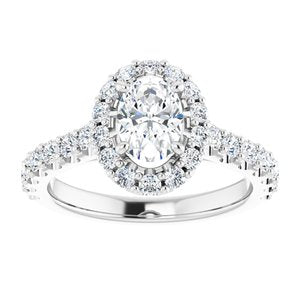 Charles & Colvard Moissanite¬Æ & Diamond Accented Halo-Style Engagement Ring    