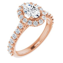 Load image into Gallery viewer, 14K Rose 7x5 mm Oval Forever One‚Ñ¢ Moissanite &amp; 3/4 CTW Diamond Engagement Ring
