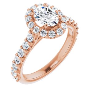 14K Rose 7x5 mm Oval Forever One‚Ñ¢ Moissanite & 3/4 CTW Diamond Engagement Ring