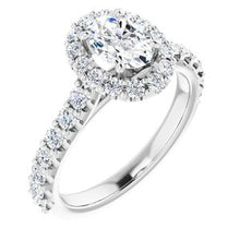 Load image into Gallery viewer, Platinum 7x5 mm Oval Forever One‚Ñ¢ Moissanite &amp; 3/4 CTW Diamond Engagement Ring
