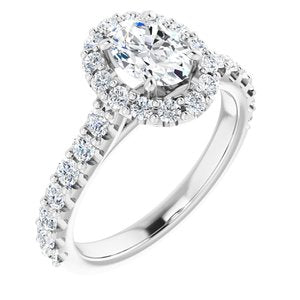 Platinum 7x5 mm Oval Forever One‚Ñ¢ Moissanite & 3/4 CTW Diamond Engagement Ring