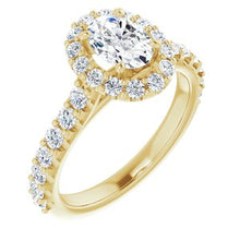 Load image into Gallery viewer, 14K Yellow 7x5 mm Oval Forever One‚Ñ¢ Moissanite &amp; 3/4 CTW Diamond Engagement Ring
