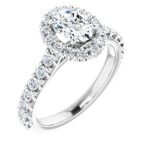 Charles & Colvard Moissanite¬Æ & Diamond Accented Halo-Style Engagement Ring    