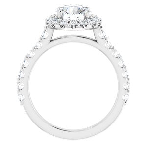 14K White 7 mm Round Forever One‚Ñ¢ Moissanite & 3/4 CTW Diamond Engagement Ring