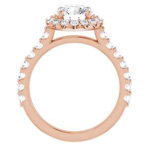 14K Rose 7 mm Round Forever One‚Ñ¢ Moissanite & 3/4 CTW Diamond Engagement Ring