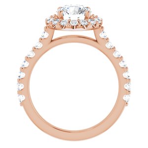 14K Rose 7 mm Round Forever One‚Ñ¢ Moissanite & 3/4 CTW Diamond Engagement Ring