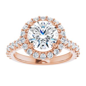 14K Rose 8 mm Round Forever One‚Ñ¢ Moissanite & 3/4 CTW Diamond Engagement Ring