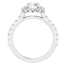 Charger l'image dans la galerie, Bague de fiançailles platine 6 mm ronde Forever One, Moissanite et diamant 3/4 CTW

